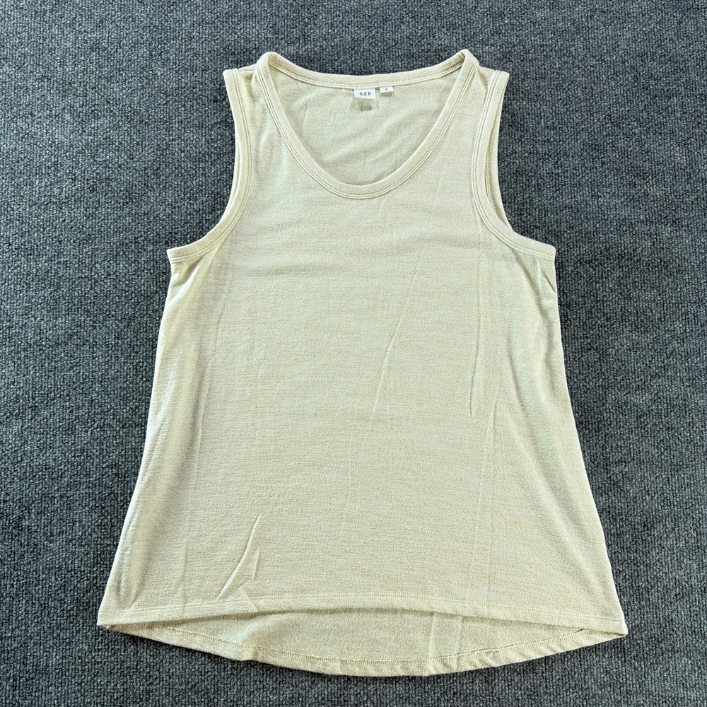 Gap Womens Tank Top Small Cream Scoop Neck High Low Sleeveless Basic Summer Cozy